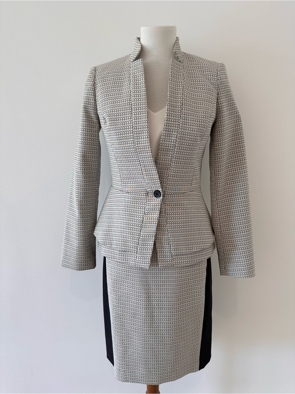 White House Black MarketTailored Cream Peplum Suit Jacket & Color Blocked Dress